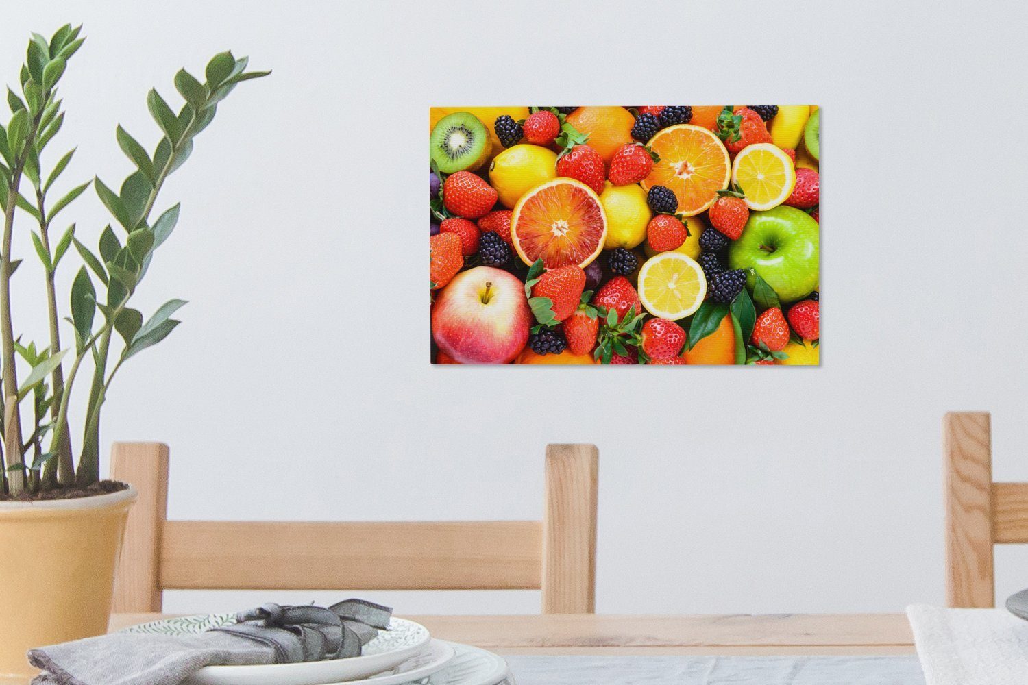 Leinwandbild Erdbeere Leinwandbilder, Zitrone Wandbild 30x20 - OneMillionCanvasses® St), Obst, (1 Aufhängefertig, - cm Wanddeko,