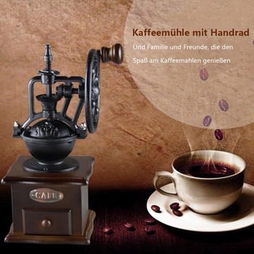 TWSOUL Kaffeemühle Tragbare Vintage-Kaffeemühle mit Handkurbel, Handkurbel-Kaffeemaschine, Einstellbare Dicke