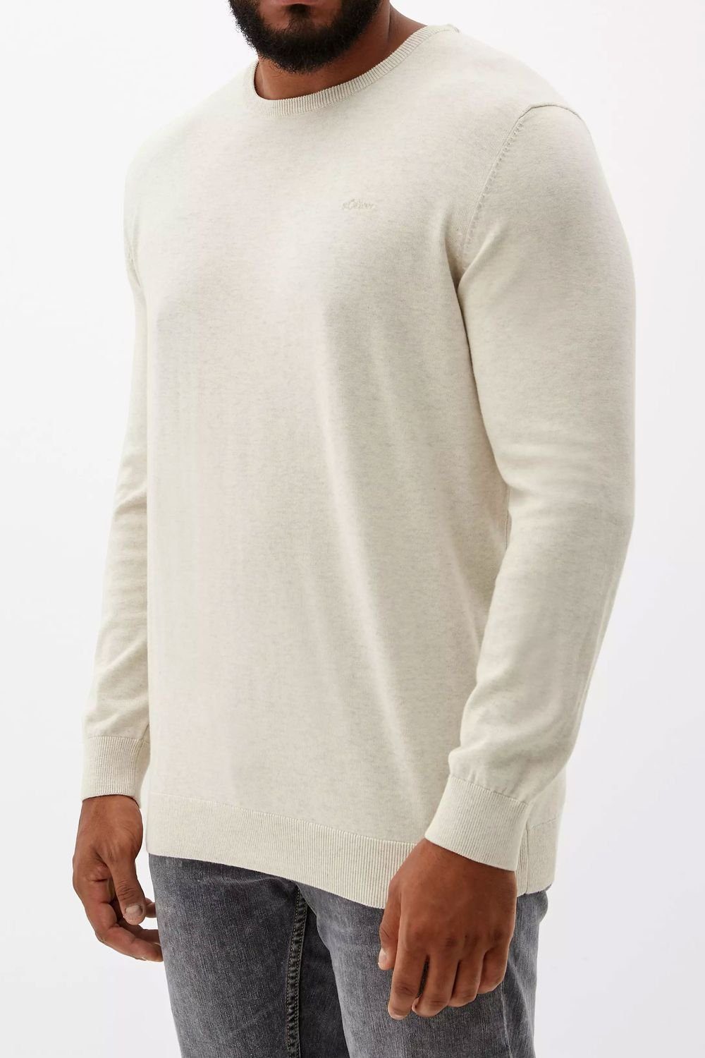 s.Oliver Rundhalspullover Basic (1-tlg) mit gesticktem Logo auf der Brust, günstig online kaufen