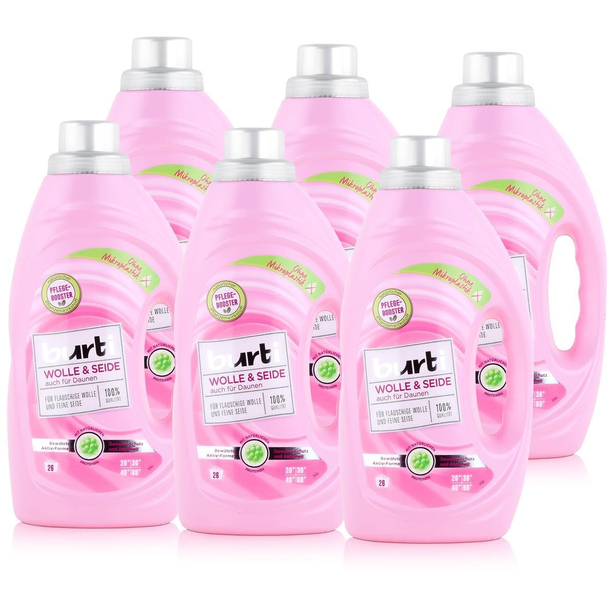 burti burti Wolle & Seide Feinwaschmittel 1,45L - Für flauschige Wolle (6er Colorwaschmittel