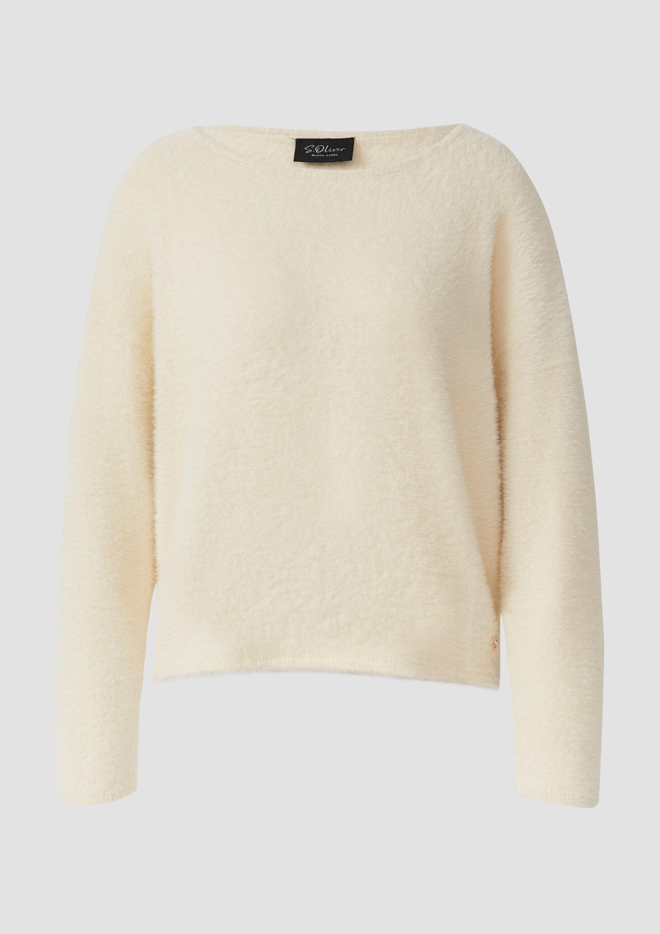 s.Oliver Longpullover Strickpullover Flauschiger Pullover mit U-Boot-Ausschnitt