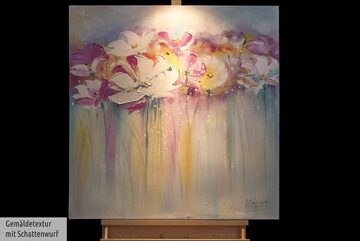 KUNSTLOFT Gemälde Rose Scented Summertime 80x80 cm, Leinwandbild 100% HANDGEMALT Wandbild Wohnzimmer