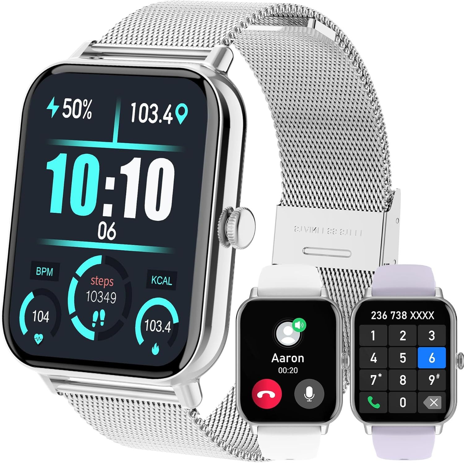 Betatree Smartwatch (4,6 cm, android ios), Smartwatch 1.85 Zoll Fitness Uhr mit Anruf Funktion