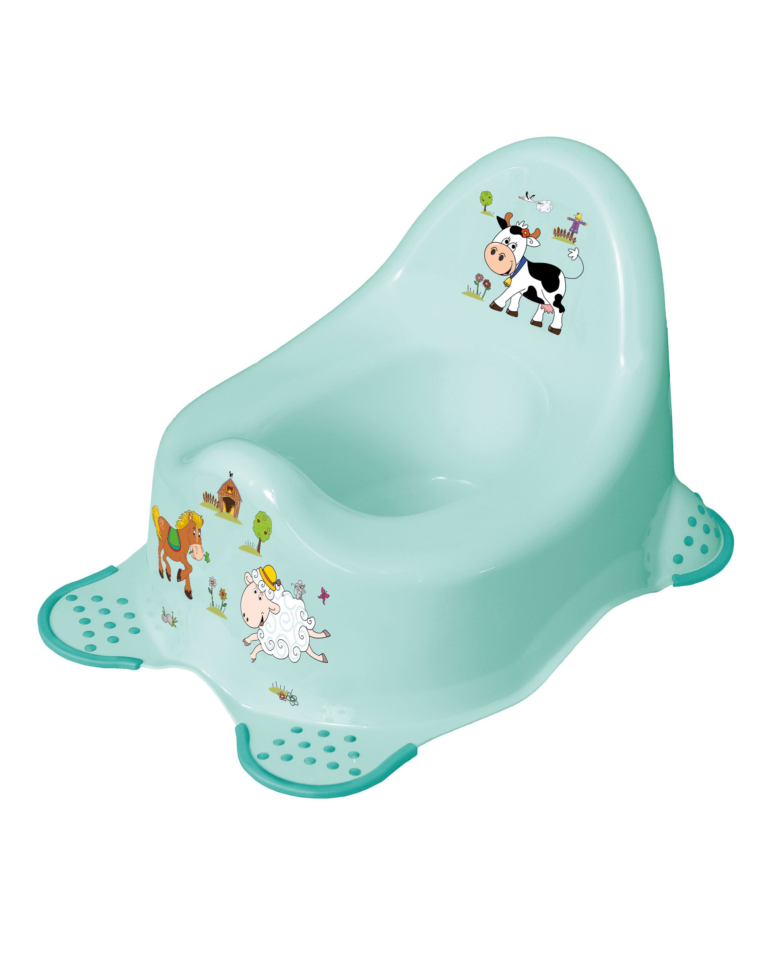 KiNDERWELT Töpfchen Premium Funny Farm aquamarin stabiler Babytopf