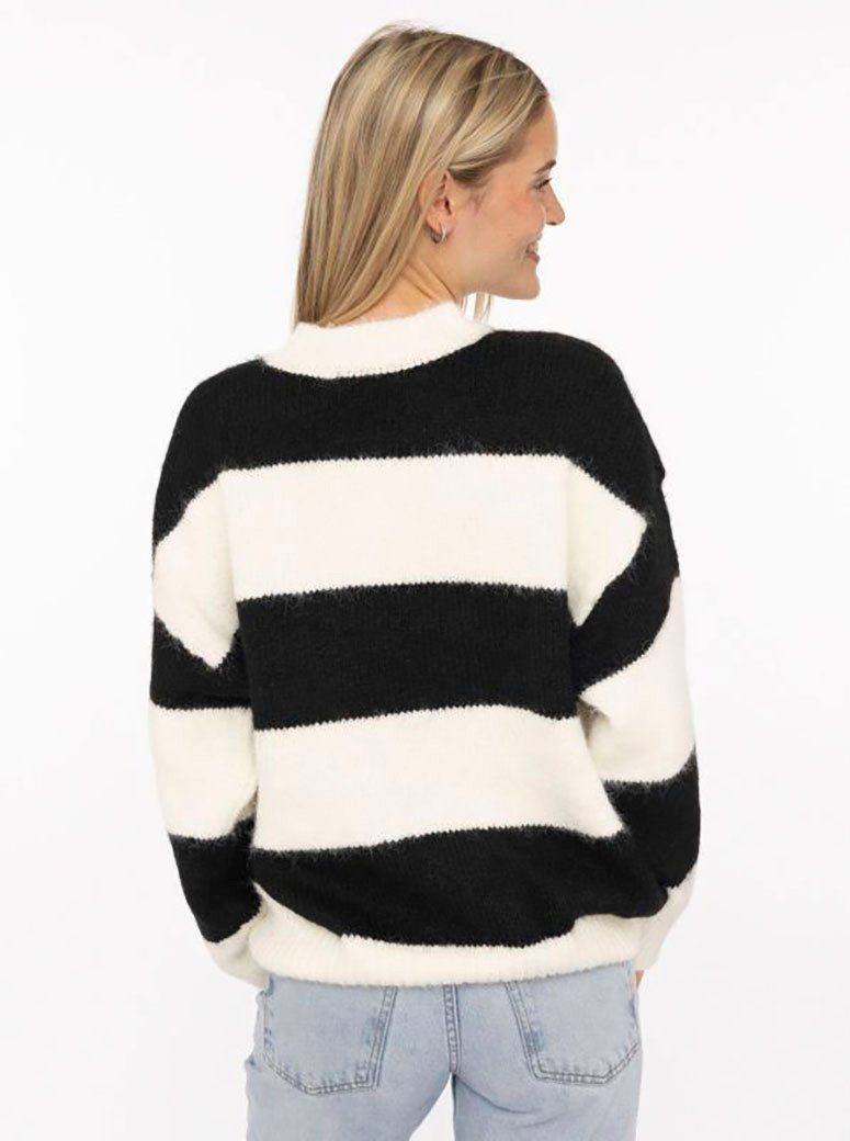 Zwillingsherz Strickpullover "Blockstreifen" Rundhalsausschnitt, mit breiten Streifen und Wollanteil
