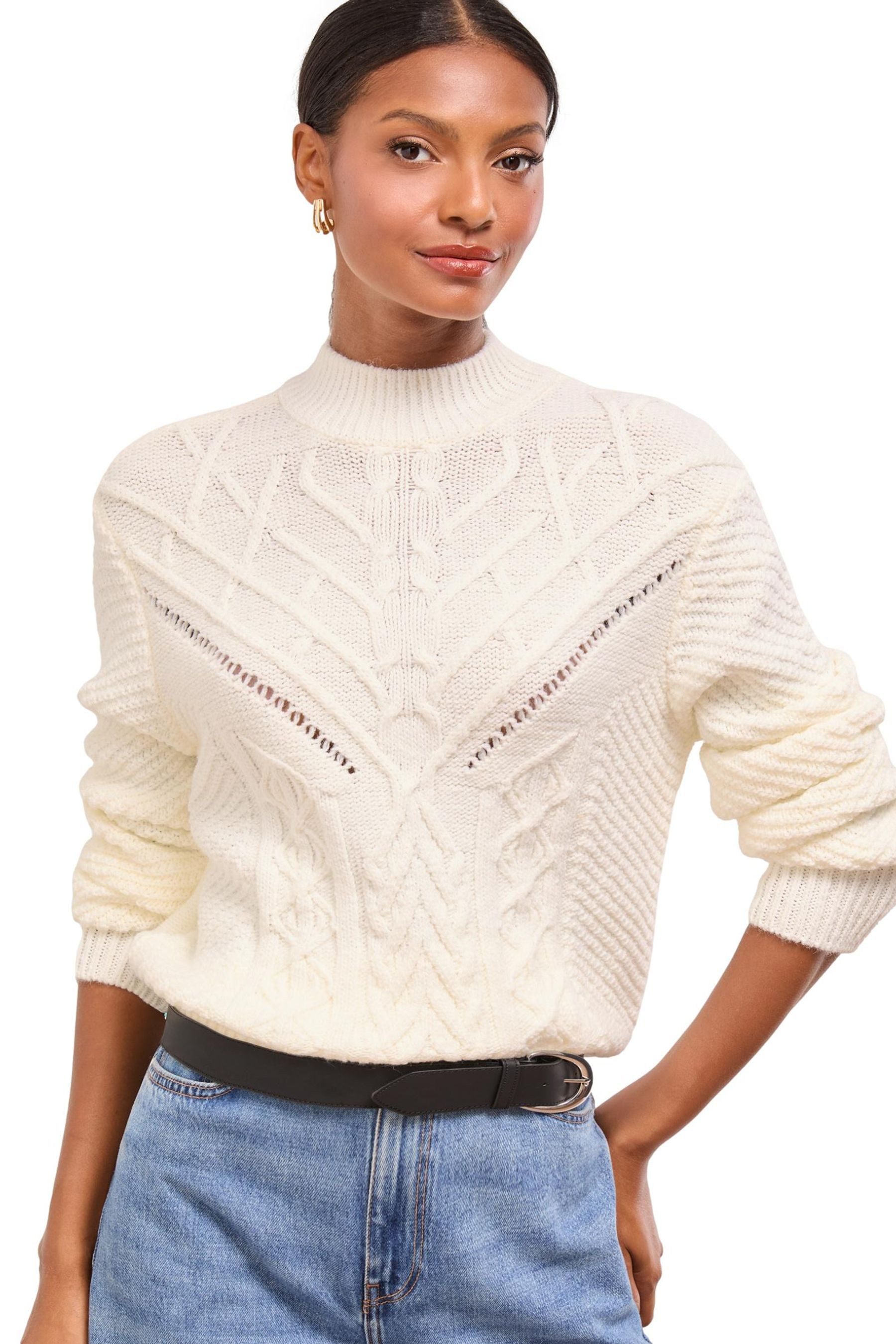LIPSY Rundhalspullover Lipsy Langarm-Pullover mit Zopfmuster, Regular (1-tlg)