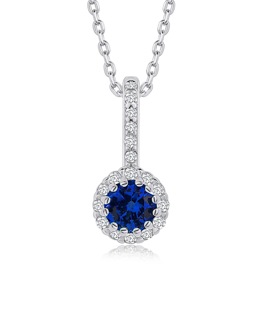 Kette mit Anhänger 'Danielle' Damen Halskette Silber 925 Solitär Anhänger blau