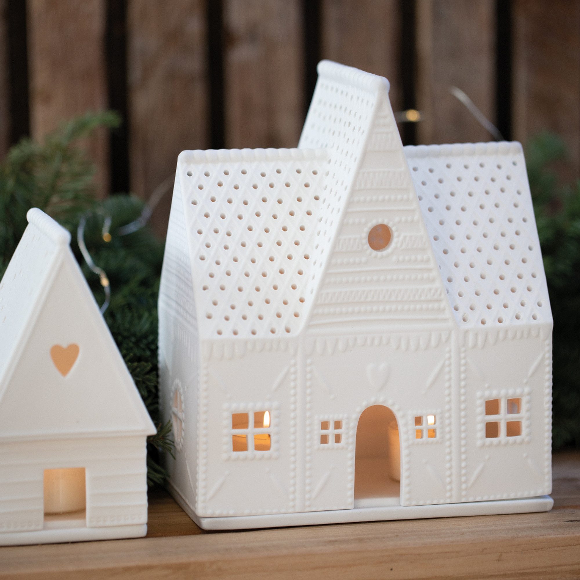 Räder Teelichthalter räder Lichthaus Kerzenständer Teelicht Lebkuchenhaus groß weiß