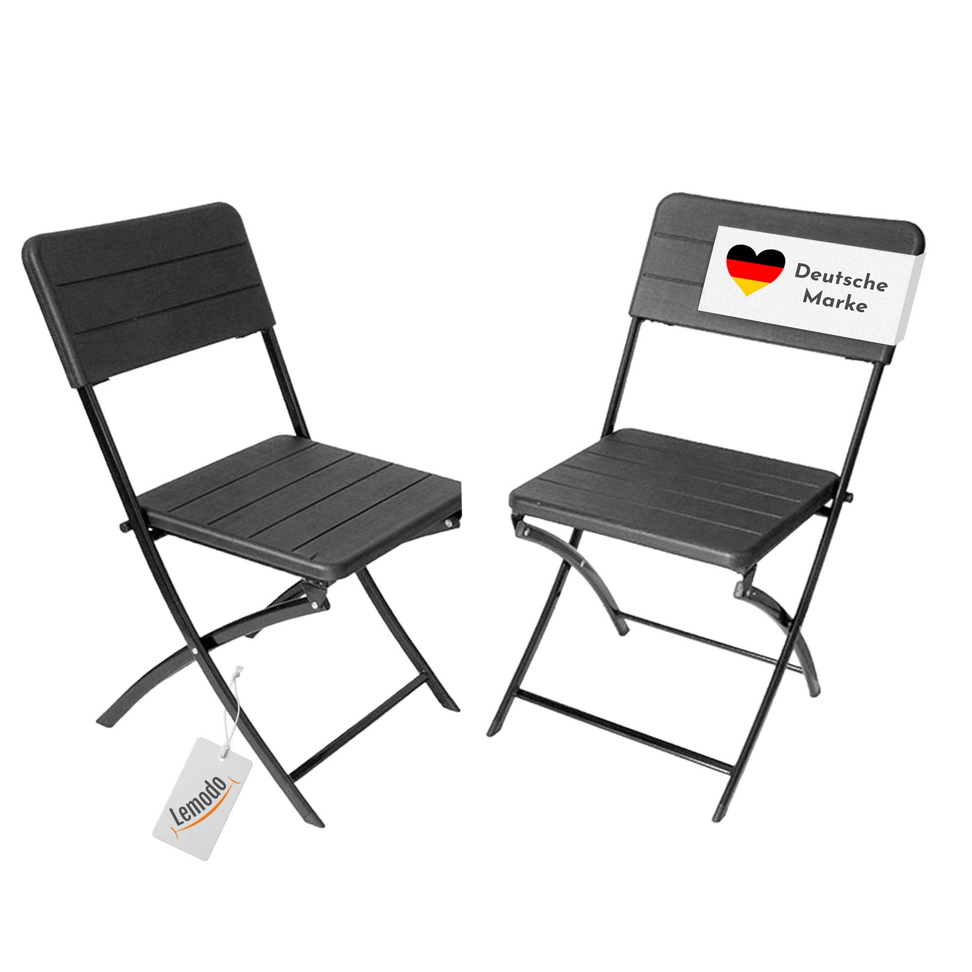 Lemodo Klappstuhl Klappstuhl 2er Set, Gartenstuhl mit Oberfläche, wetterfest, 2er Set, praktischer Tragegriff in der Lehne