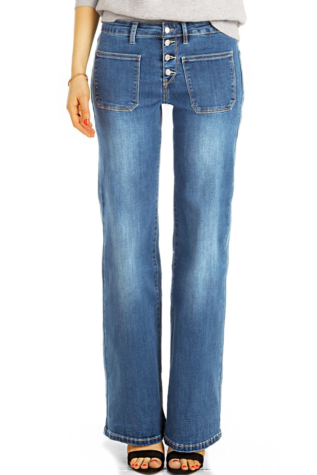 be styled Schlagjeans Bootcut Jeans, medium waist Schlagjeans Hosen - Damen - j16r-1 mit Stretch-Anteil, 5-Pocket-Style
