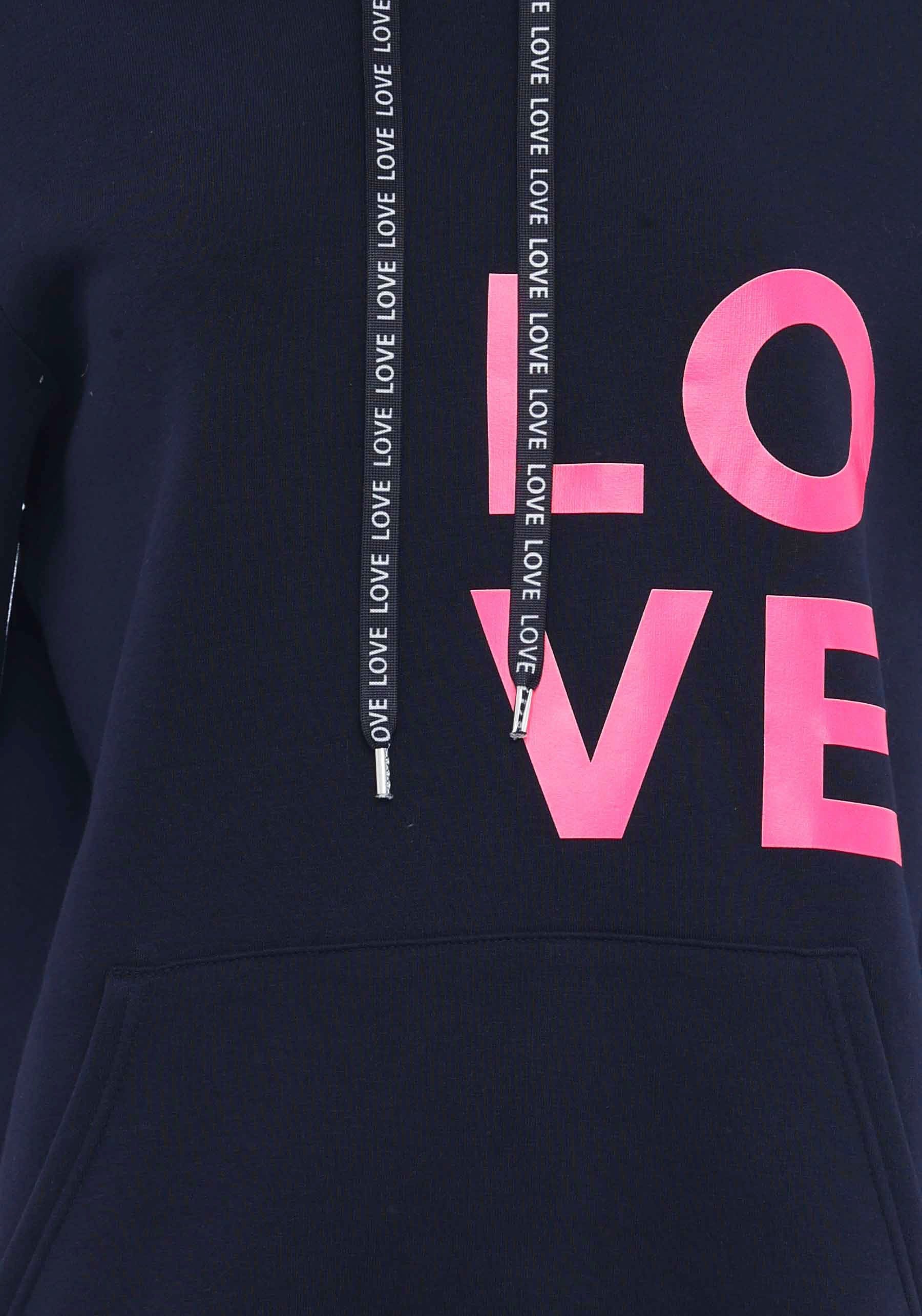 Zwillingsherz Kapuzensweatshirt mit gesticktem Neon Herz am Ärmel und "Love" Schriftzug auf Kordel – Bild 5 von 5