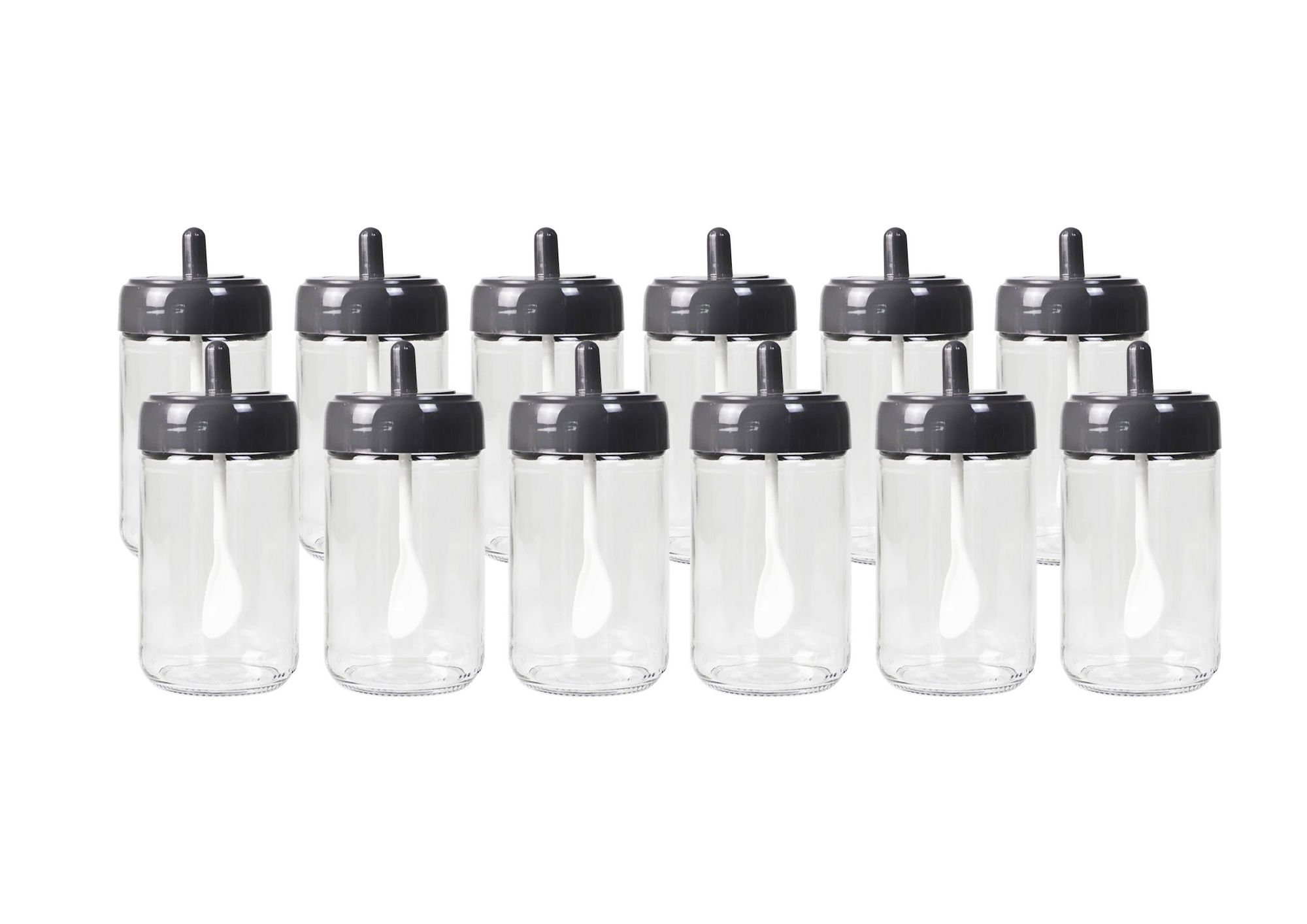 Hermia Concept Vorratsdose Erika,(12 Stücke), Gewürzglas Set, Schwarz, 100% Glas, Glas, (Set, 12-tlg., 12x Gewürzglas mit Deckel), Großes Volumen: 300 ml pro Glas