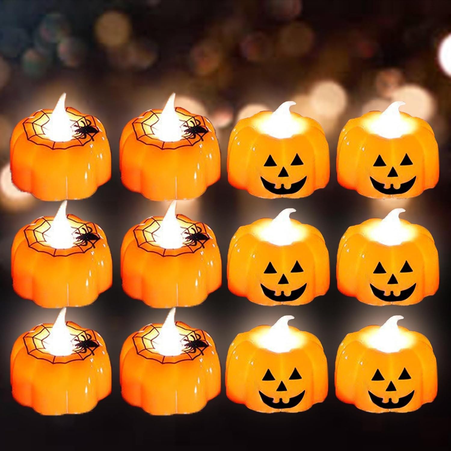 FELIXLEO LED-Lichterkette 24 Stück Halloween Kürbis