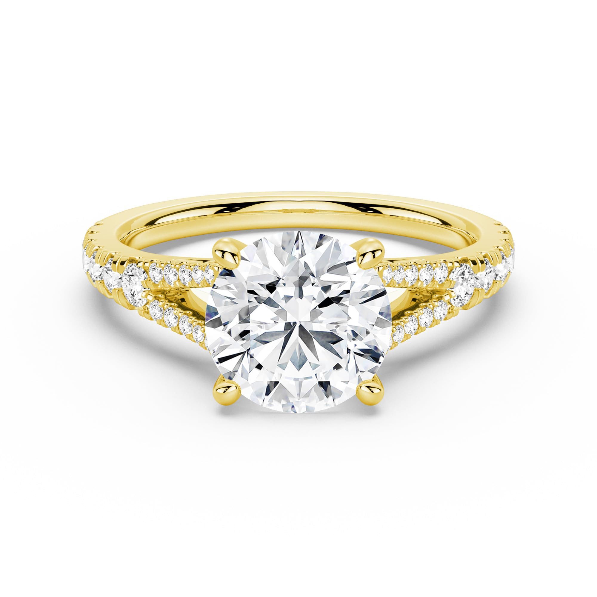 Diamantring 2-Karat-Diamantring, 585er Goldring, Damen-Ehering, massiver Goldring