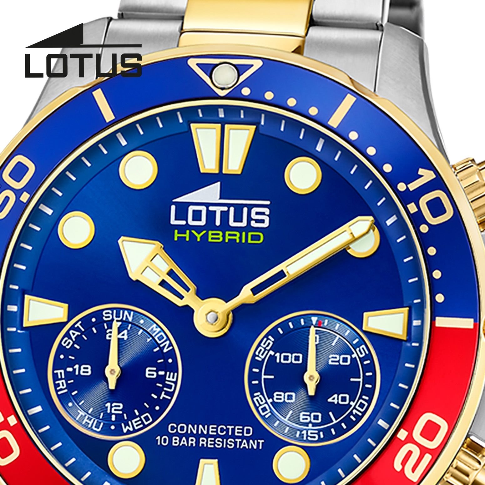 Lotus Chronograph Lotus Herrenuhr Edelstahl silbergold, (Chronograph), Herren Armbanduhr rund, groß (ca. 44,5mm), Edelstahl