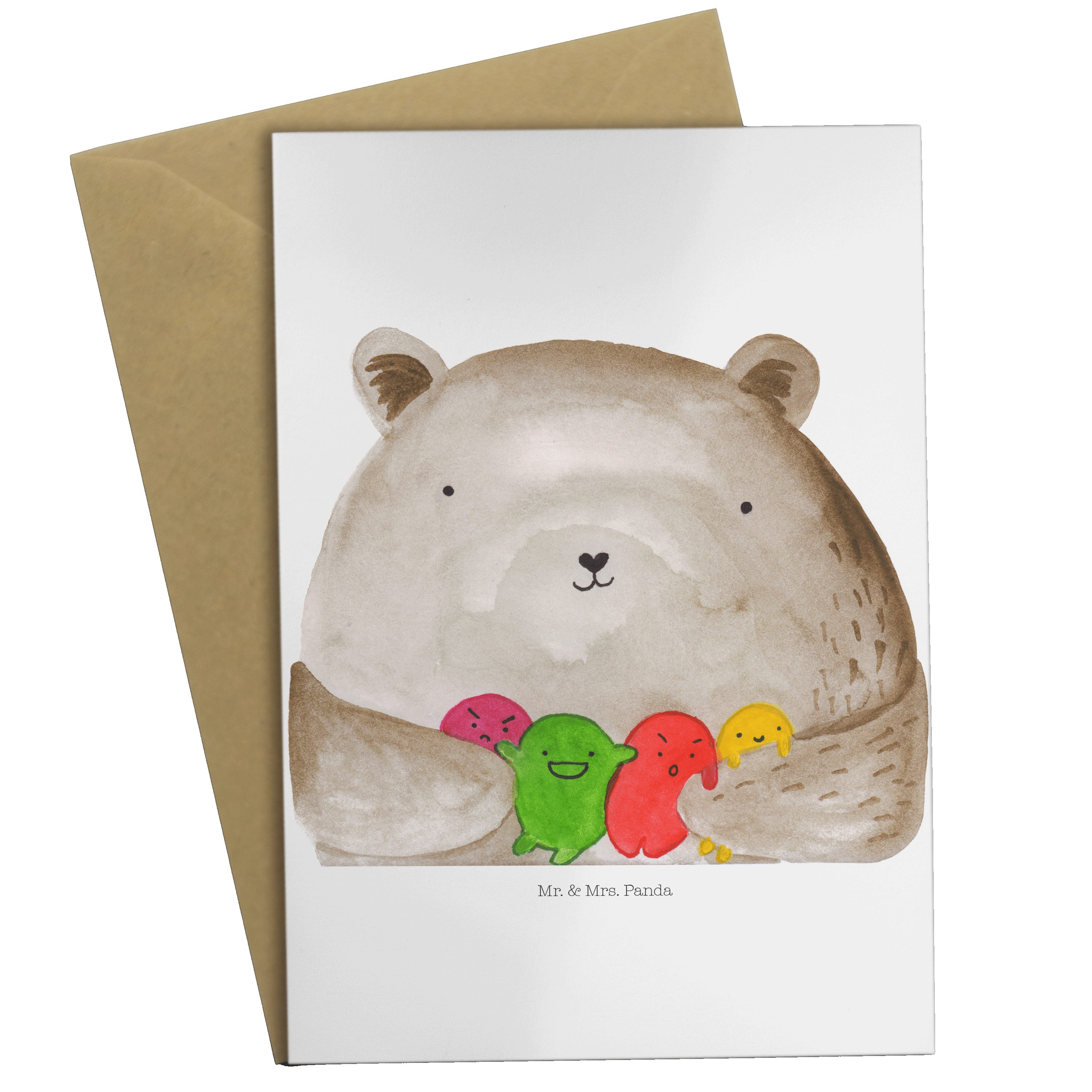 Mr. & Mrs. Panda Grußkarte Bär Gefühl - Weiß - Geschenk, Teddy, Einladungskarte, Hochzeitskarte | Grußkarten