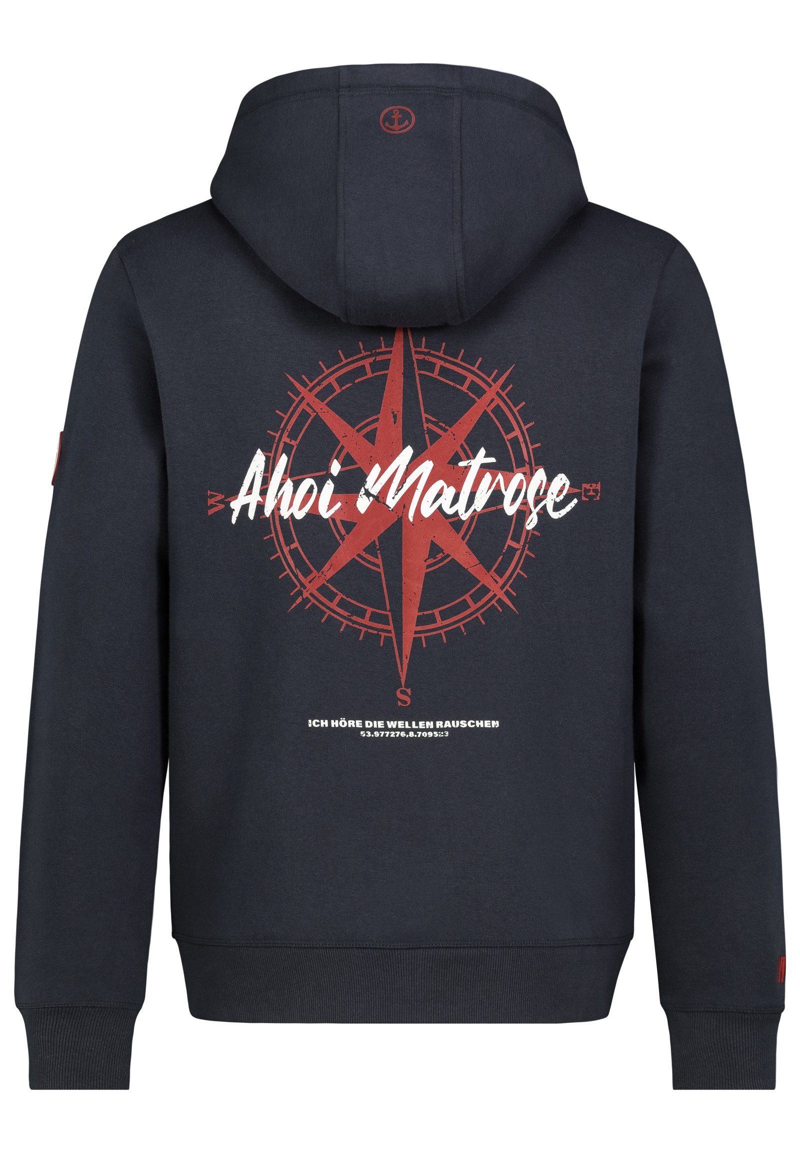 Eight2Nine Sweatjacke Herren Zipperjacke mit maritimen Küstenprint, bequ Sw günstig online kaufen