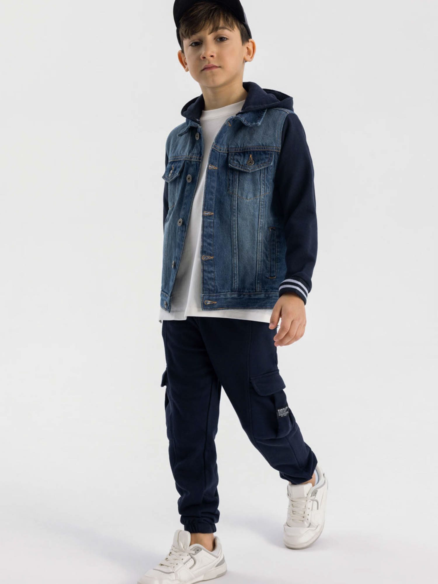 MINOTI Jeansjacke Jeansjacke mit Ärmel und Kapuze aus Sweatstoff  (2y-14y) günstig online kaufen