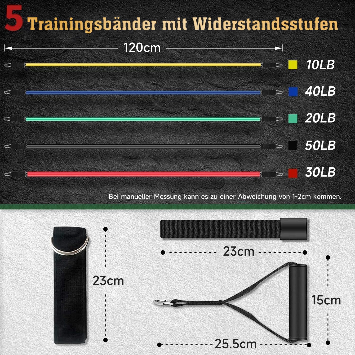 OSTWOLKE Trainingsbänder Fitnessbänder 6 Widerstandsbänder mit Türanker, Griffe, Knöchelriemen, Resistance Bands Set bis 200LBS für Muskelaufbau Krafttraining Yoga