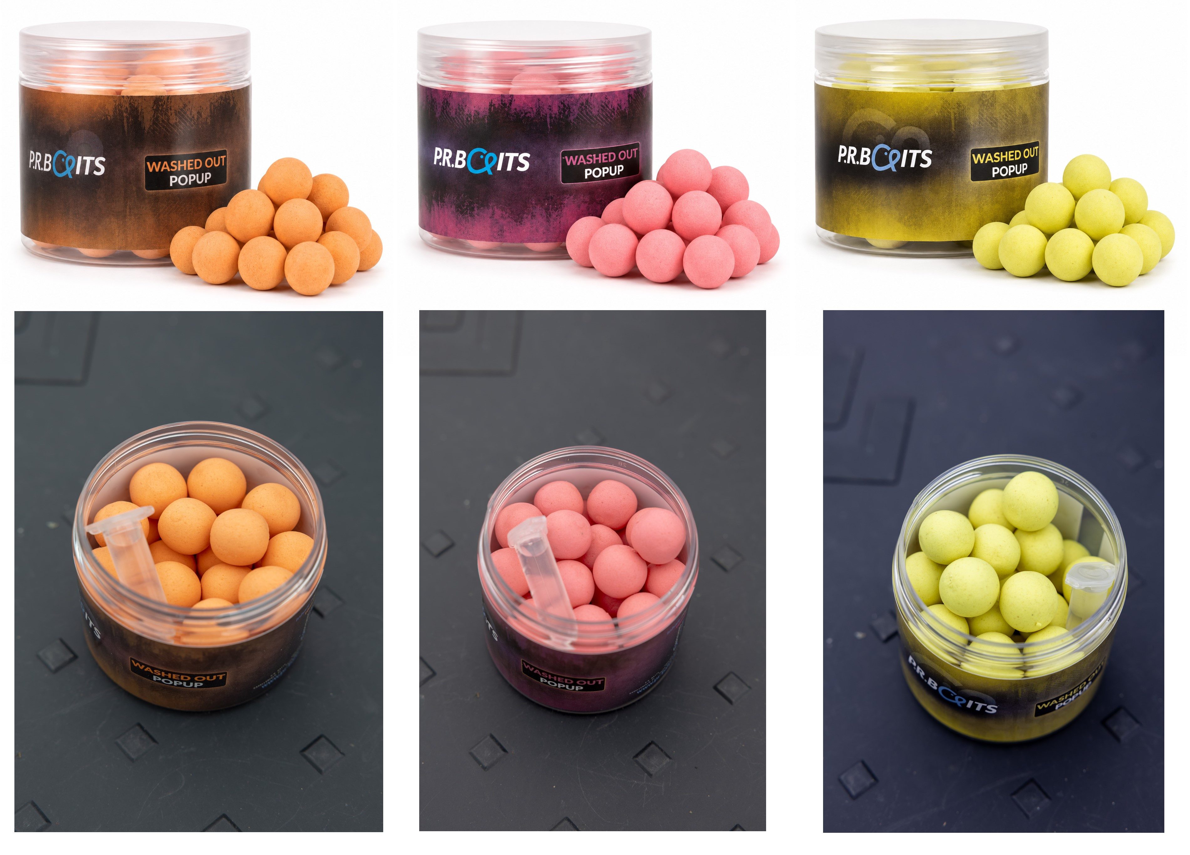 Kunstköder Washed Out Pop Ups Boilies 16mm - Orange/Pink/Yellow - Karpfen SET