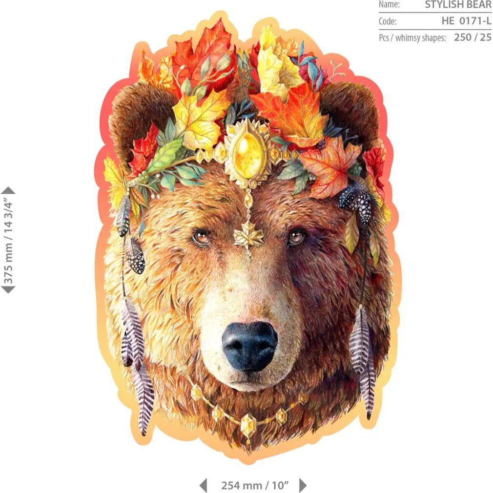 Wooden City Puzzle Holzpuzzle Stylish Bear 250 Teile, Puzzleteile