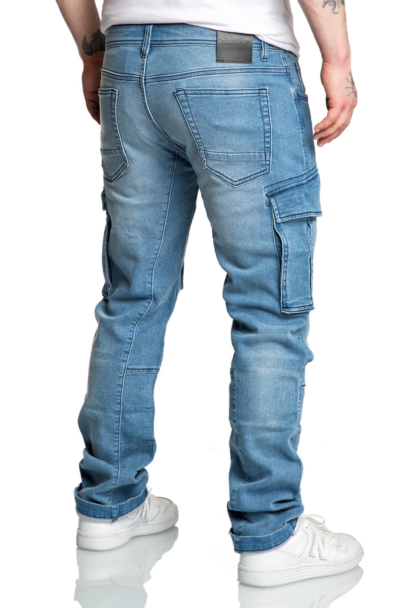 Amaci&Sons Cargojeans LINNDALE Sweathose im Denim Look Herren Sweathose in Stretch Denim Jeans – Bild 5 von 5