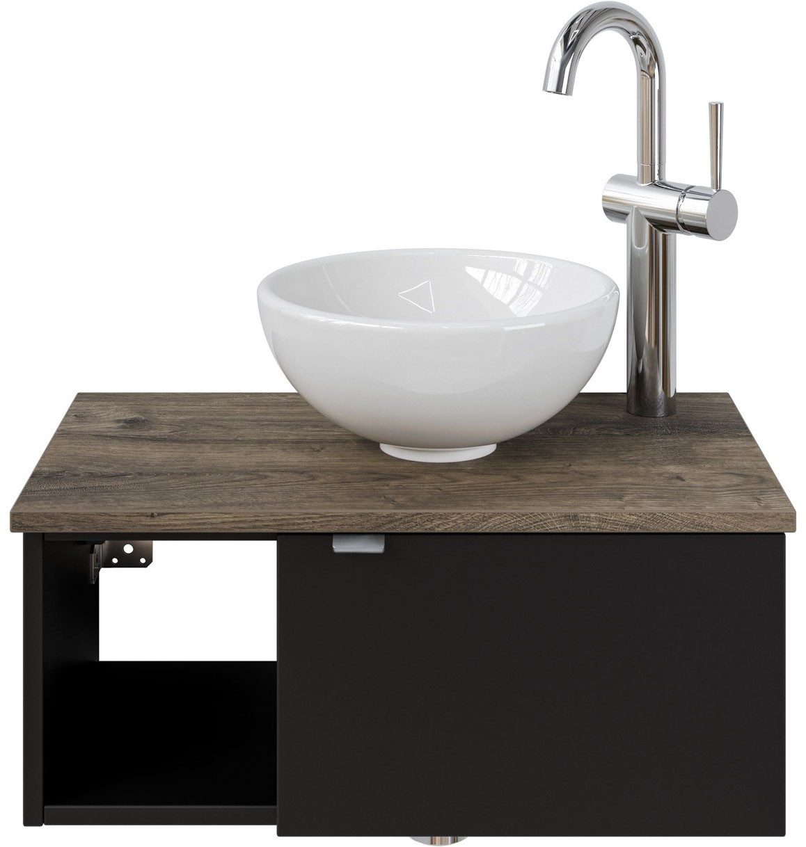 Thumbnail - Saphir Waschtisch Serie 6915 Waschschale mit Unterschrank für Gästebad, Gäste WC (3-St., Keramik-Aufsatzbecken, Waschtis...