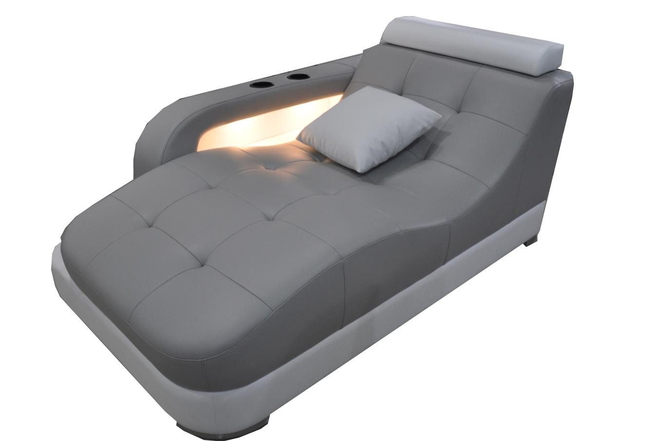 Xlmoebel Recamiere Designer Ledersofa mit Chaiselongue und USB-Port Ottomane Echtes Leder, Hergestellt in Europa