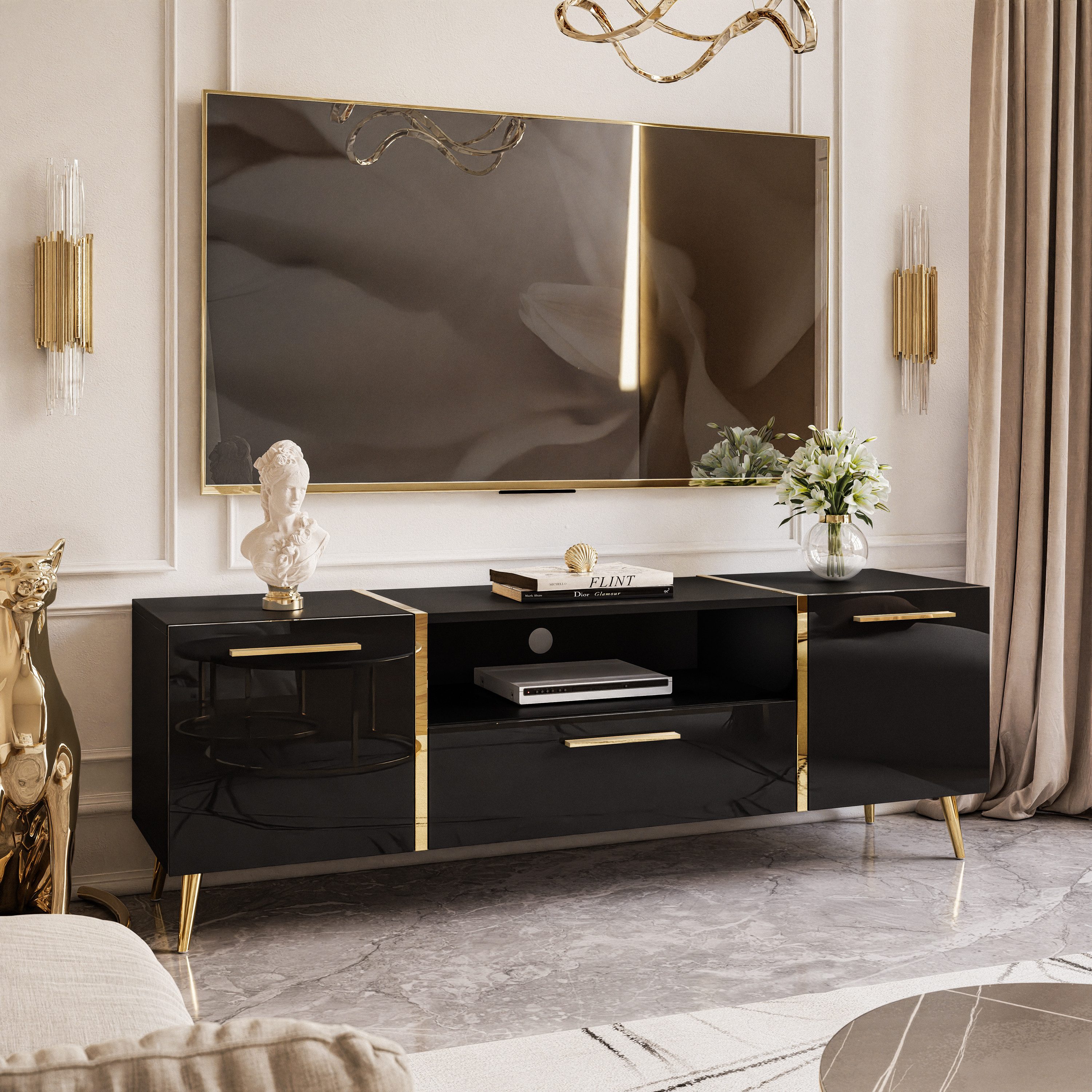 Lookway Lowboard ONYX TV-Schrank auf goldenen günstig online kaufen