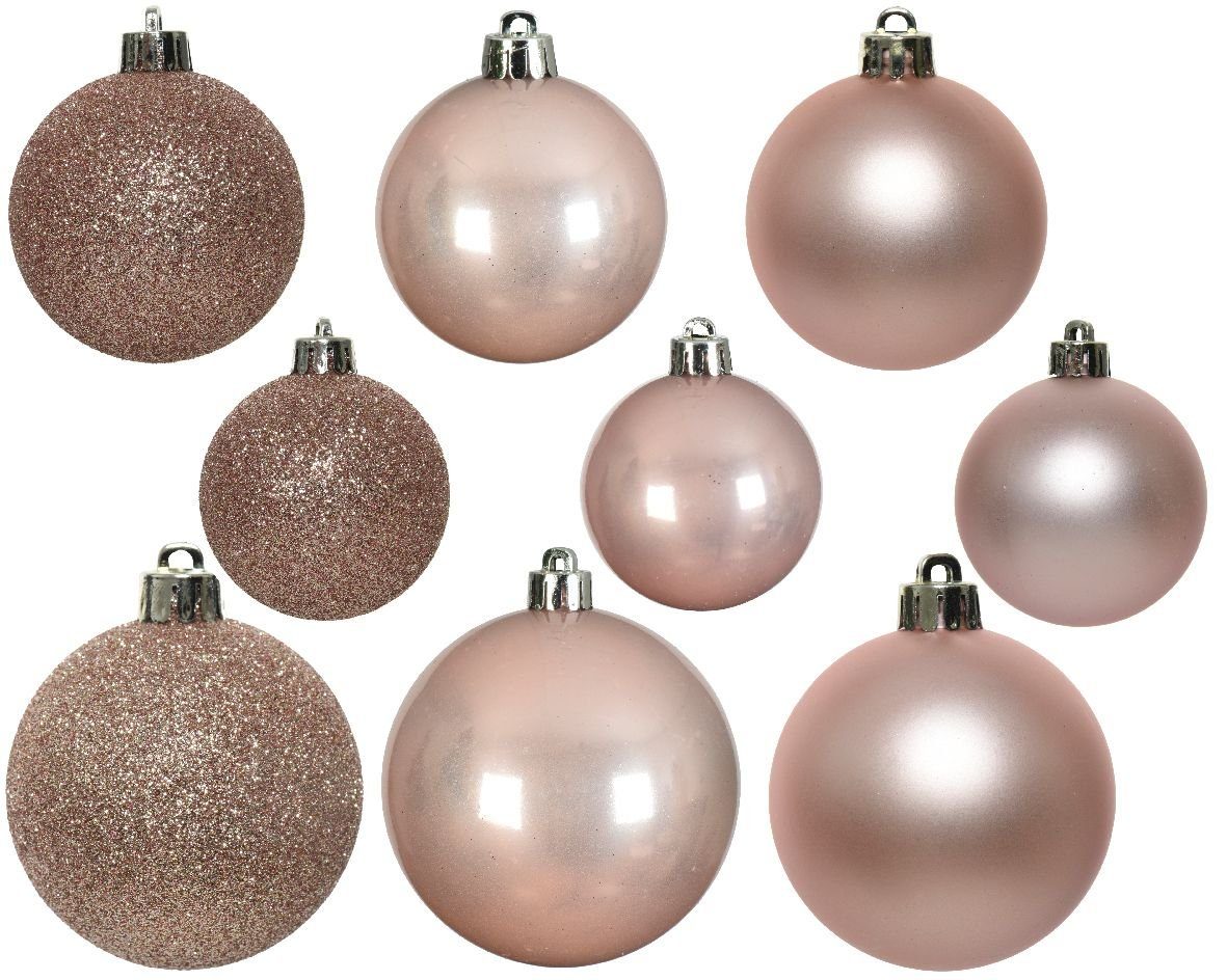 Decoris season decorations Christbaumschmuck, 4-6cm 30er Set Mix Kunststoff Weihnachtskugeln rosa