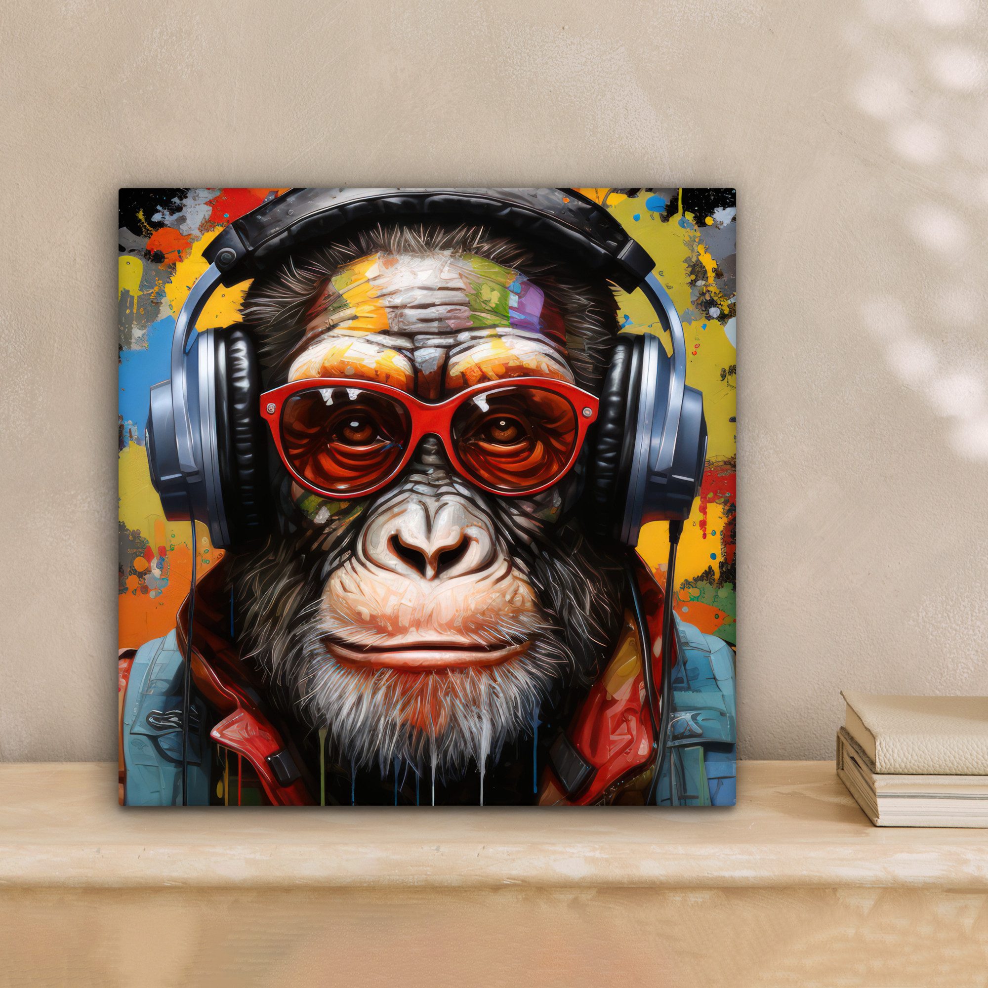 OneMillionCanvasses® Leinwandbild Schimpanse - Affe - Tiere - Graffiti - Br günstig online kaufen