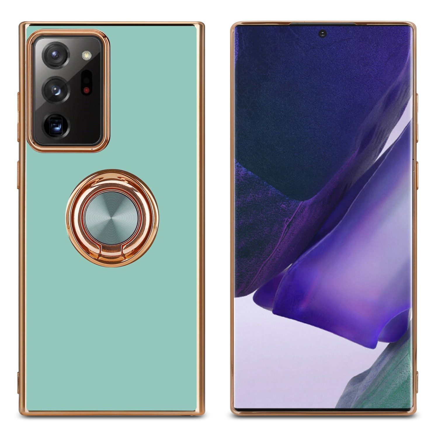 Cadorabo Handyhülle für Samsung Galaxy NOTE 20 ULTRA Hülle Samsung Galaxy NOTE 20 ULTRA, Schutzhülle - TPU Silikon Hülle - mit Kameraschutz und Ring