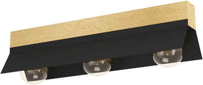 EGLO Deckenleuchte TARRAFO, Leuchtmittel wechselbar, ohne Leuchtmittel, Deckenleuchte in schwarz und braun aus Stahl, Holz - exkl. E27- 40W