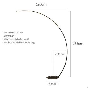LUMIÈRE Design LED Stehlampe Stehlampe Bogenlampe dimmbar LED Leselampe Bogenstehlampe, LED fest integriert, Kaltweiß bis warmweiß (verstellbar)