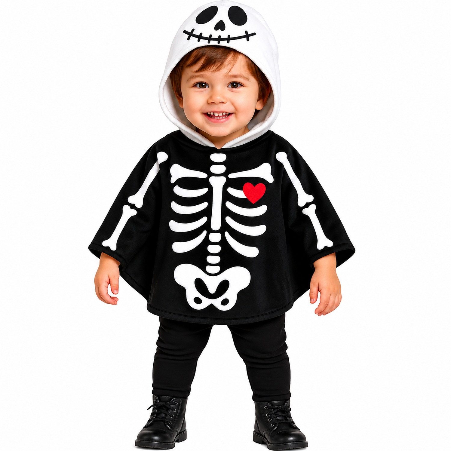 Fiestas Guirca Hexen-Kostüm Babykostüm 'Skelett Poncho' für Kinder, Schwarz W