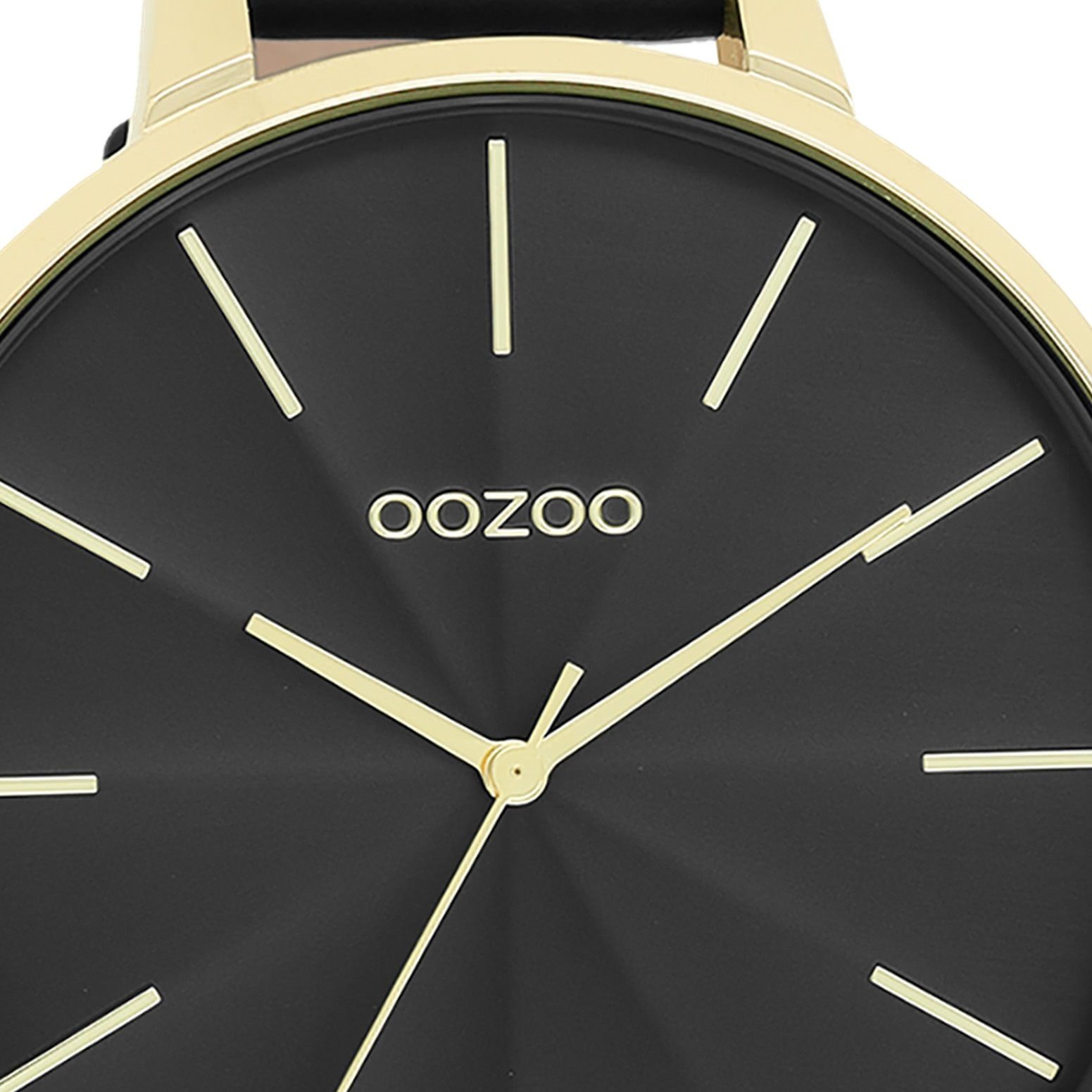 OOZOO Quarzuhr Oozoo Damen Armbanduhr Timepieces Analog, (Analoguhr), Damenuhr rund, extra groß (ca. 48mm) Lederarmband, Fashion-Style
