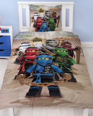 Bettwäsche Lego Ninjago 135x200 + 80x80 cm, 100 % Baumwolle, MTOnlinehandel, Renforcé, 2 teilig, Kinder-Bettwäsche für Ninja Fans