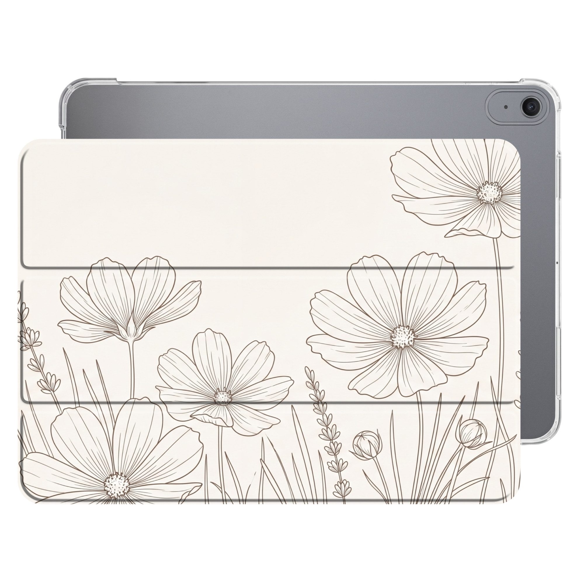 OnlyWow Tablet-Hülle Apple iPad Air (2020) Minimalistisch - Modern - Floral - Beige, Auto-Sleep/Wake-Funktion, Dünn, mit Muster