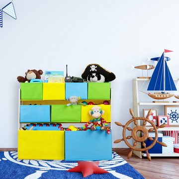 relaxdays Standregal Kinderregal mit Motiv und 9 Boxen, A