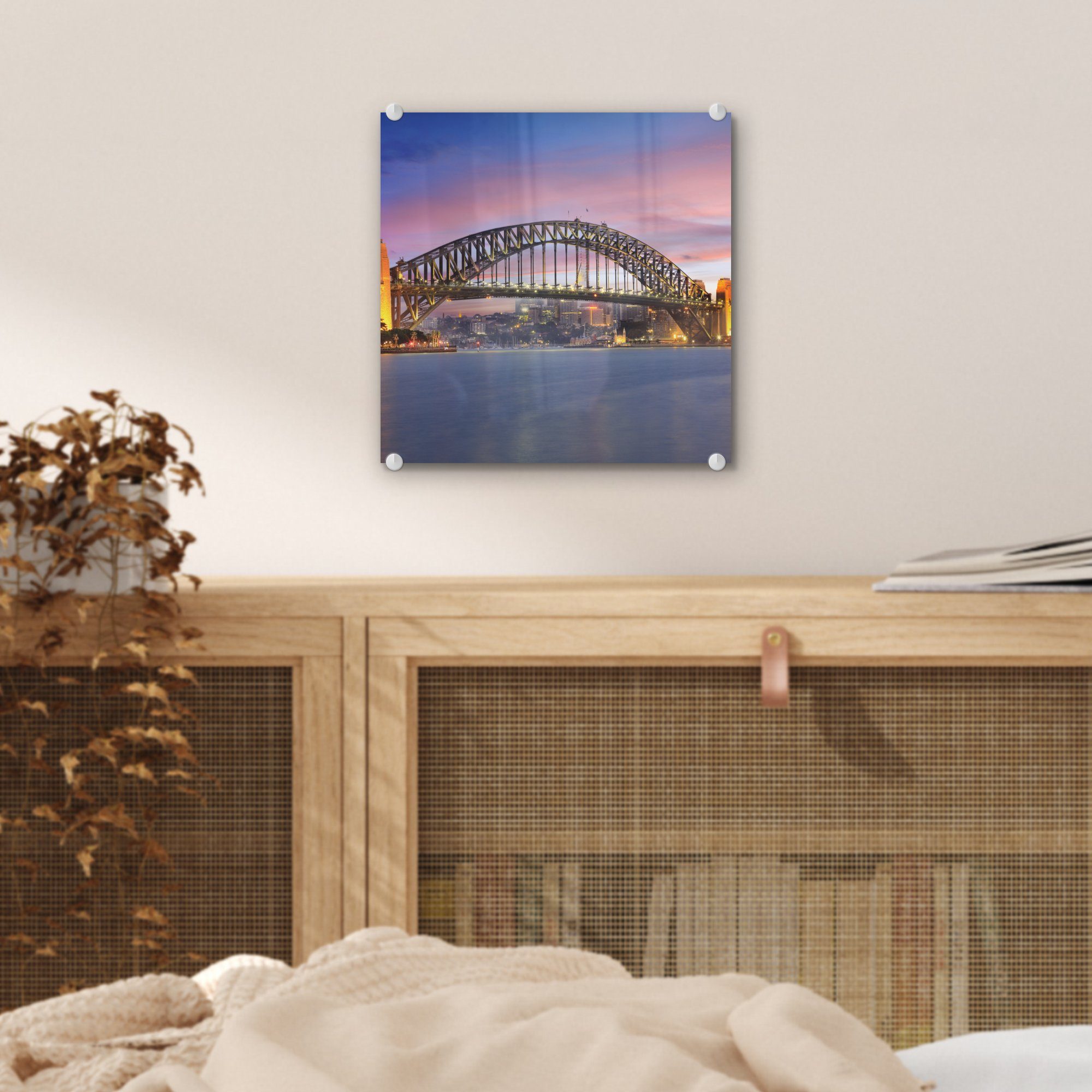 Glas in St), von MuchoWow Bilder und die auf - Skyline Glasbilder Glas - Harbour Bridge Acrylglasbild Foto Wandbild auf Wanddekoration Sydney Australien, - (1 Sydney
