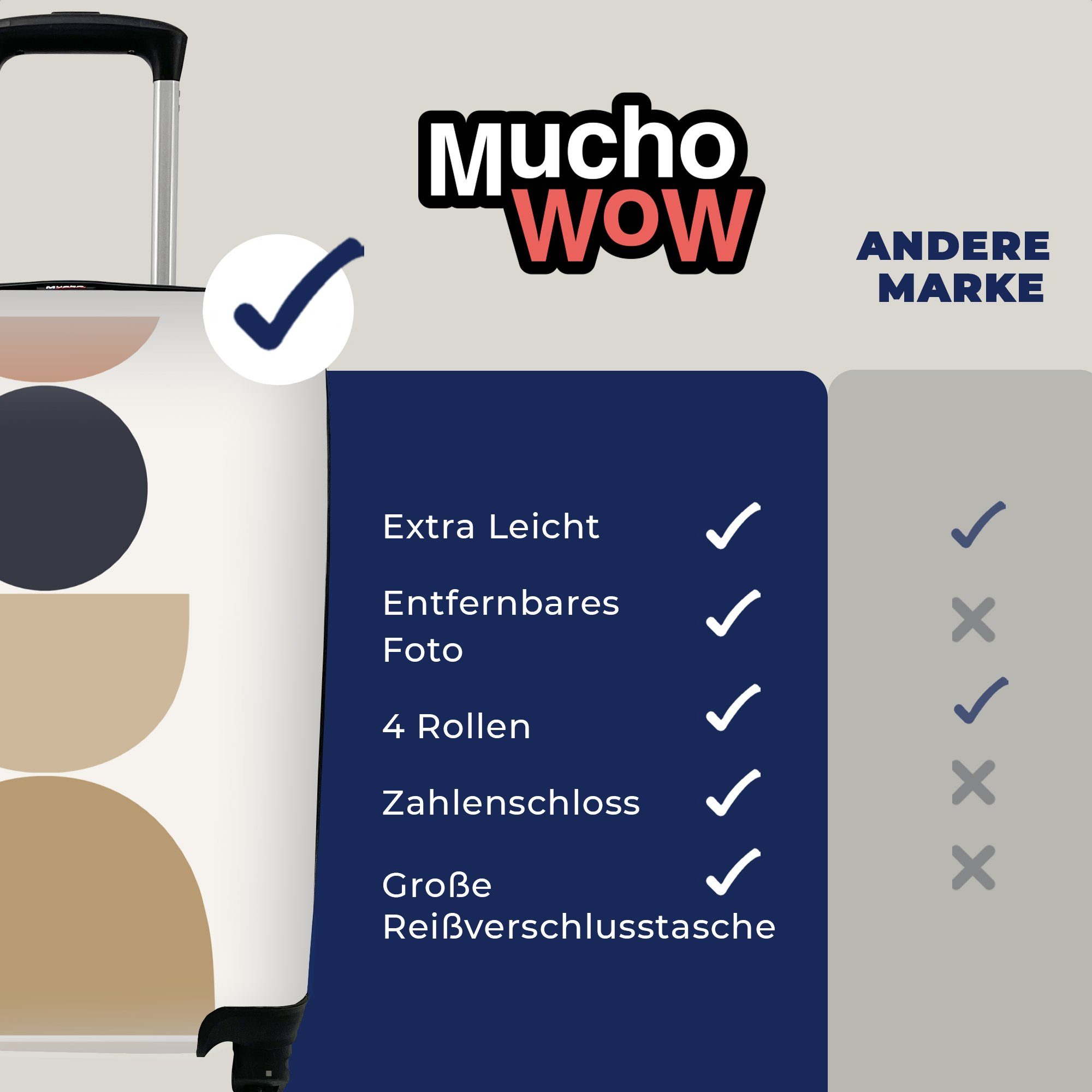 MuchoWow Handgepäckkoffer Kreis - Reisetasche für - Handgepäck Reisekoffer Rollen, 4 rollen, mit Abstrakt, Geometrische Trolley, Figuren Ferien