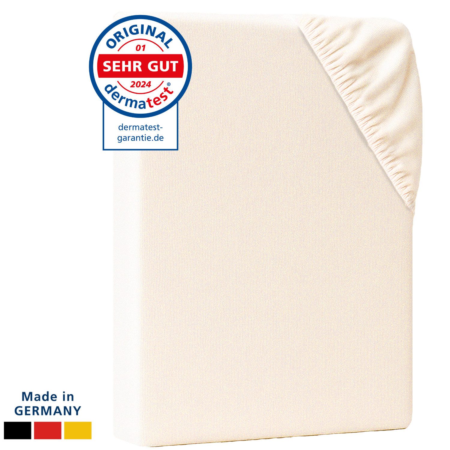 AM Qualitätsmatratzen Spannbettlaken Baumwolle in creme, Bettlaken für Matratzen, Made in Germany, Baumwolle, Gummizug: rundum, (1 Stück), 180x210x30