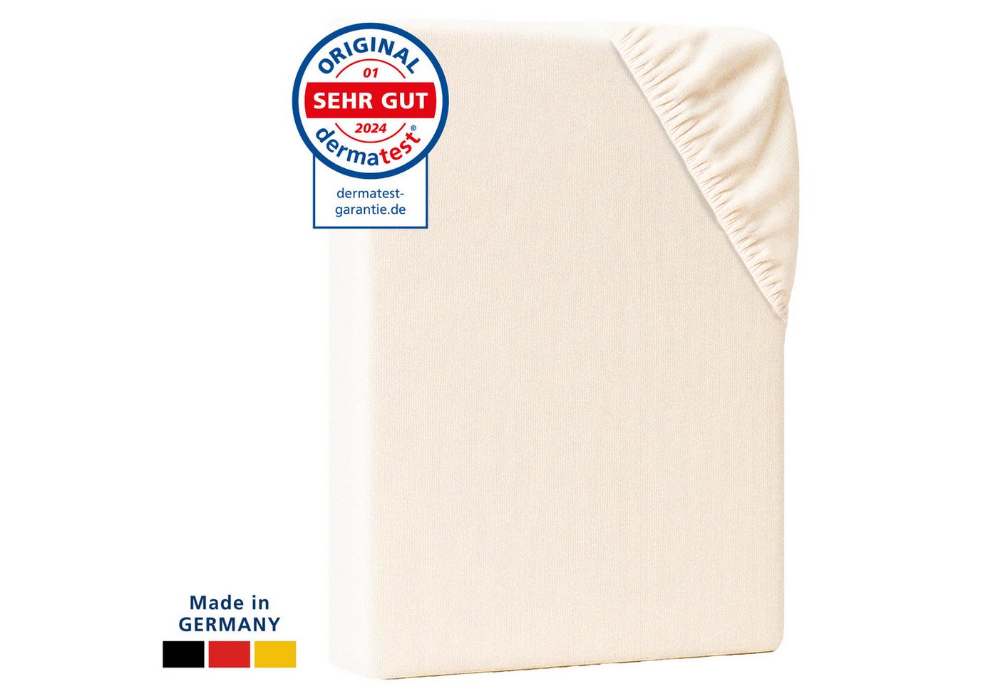 AM Qualitätsmatratzen Spannbettlaken Baumwolle in creme, Bettlaken für Matratzen, Made in Germany, Baumwolle, Gummizug: rundum, (1 Stück), 100x200x30