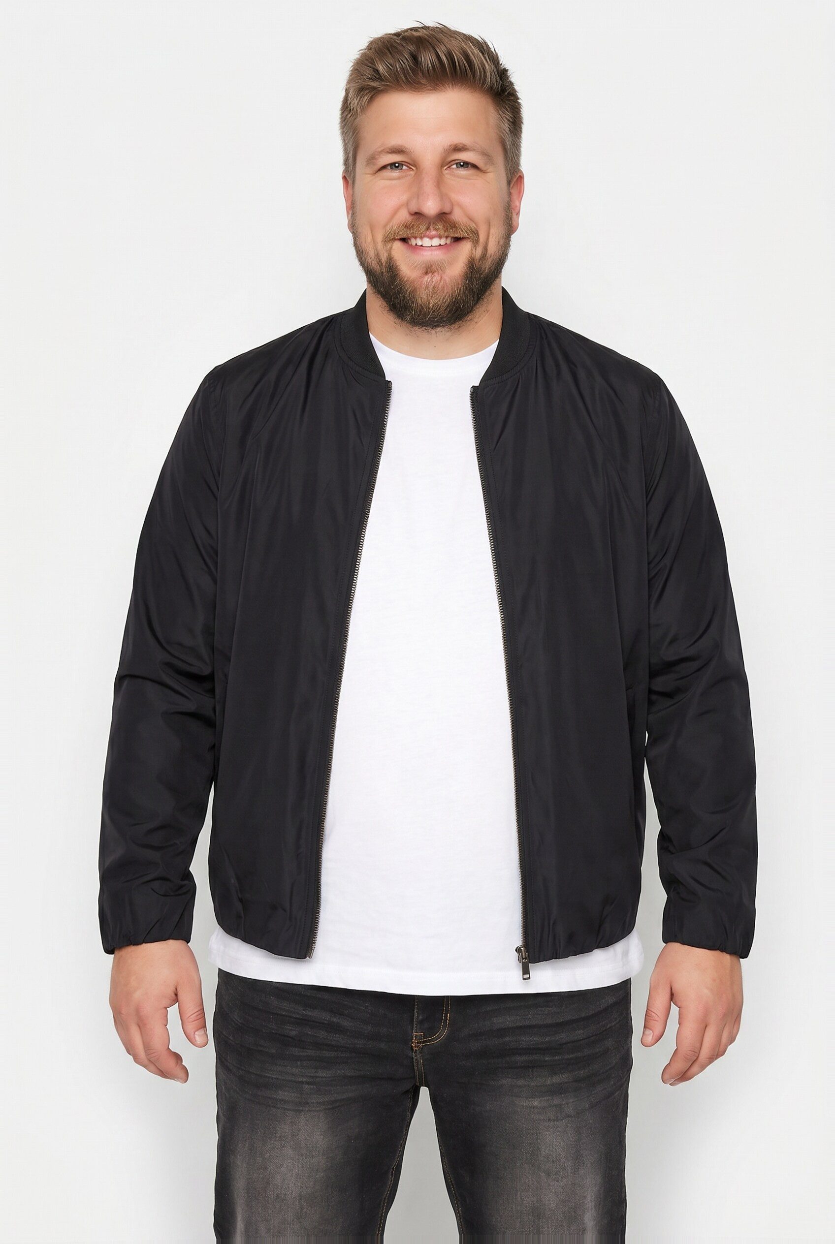 Men Plus Funktionsjacke Blouson Bauchfit ultraleicht Collegekragen