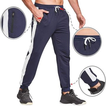 FIDDY Haremshose Jogginghose Herren Streifen Design mit Reißverschlusstaschen