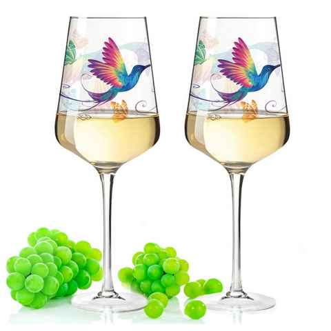 GRAVURZEILE Rotweinglas Leonardo Puccini Weingläser mit UV-Druck - Kolibri Design, Glas, Sommerliche Weingläser für Aperol, Weißwein und Rotwein