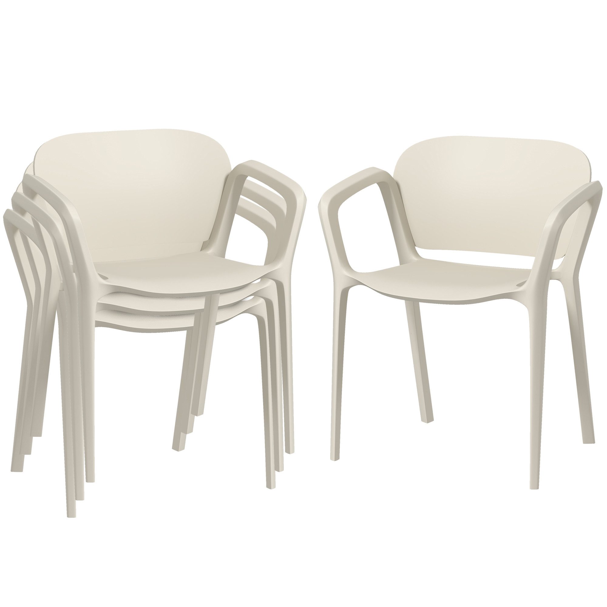 Outsunny Gartenstuhl 4er Set, aus Kunststoff, günstig online kaufen