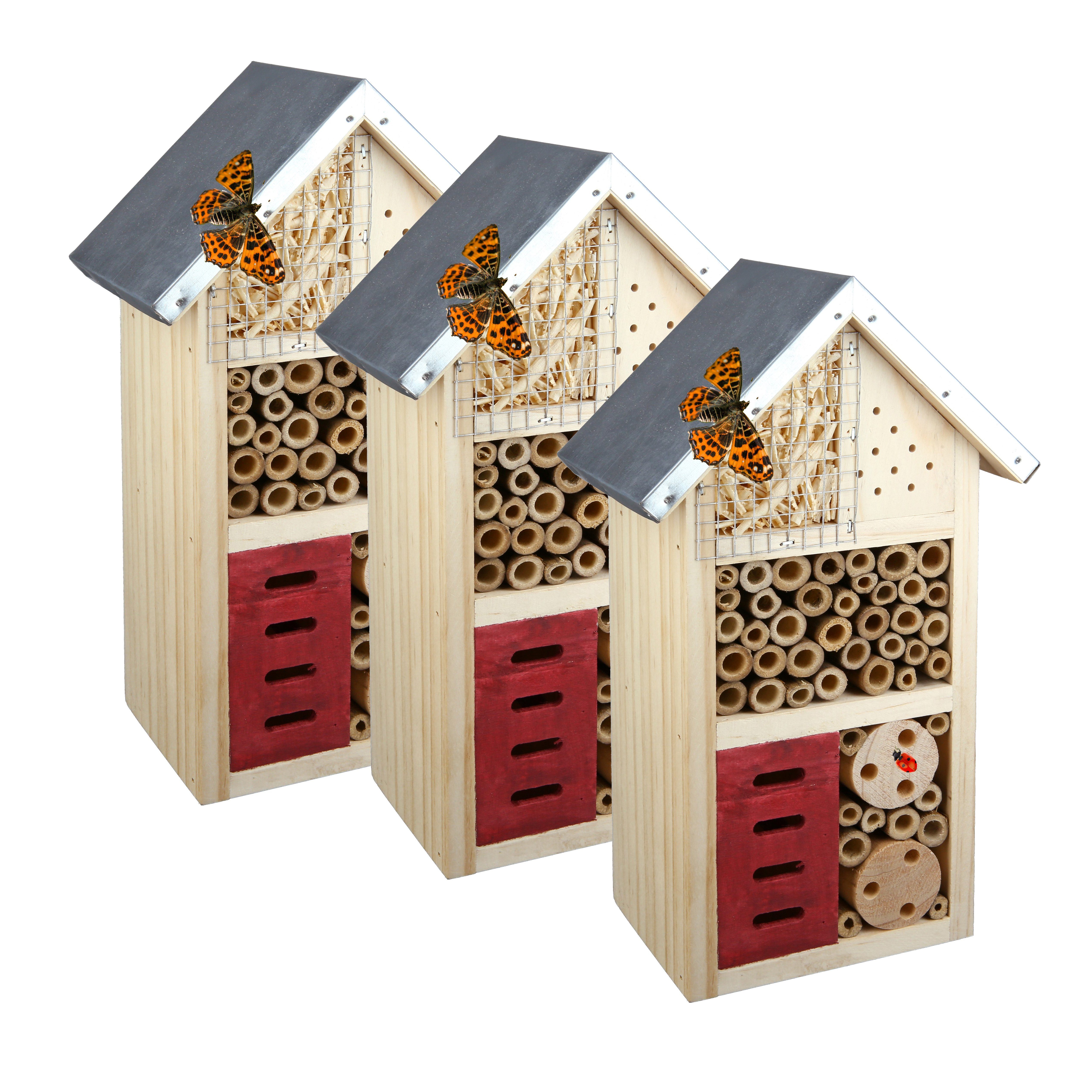 Cult at Home Insektenhotel 3 x Insektenhotel – Nistkasten für Nützlinge – Höhe 26 cm