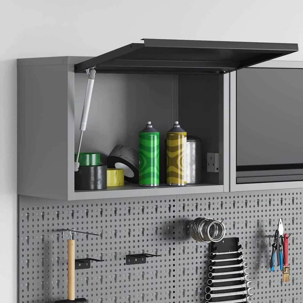 vidaXL Werkzeugbox Werkzeugschrank mit Speicher Schwarz und Grau 50 x 25 x 35 cm (1 St)