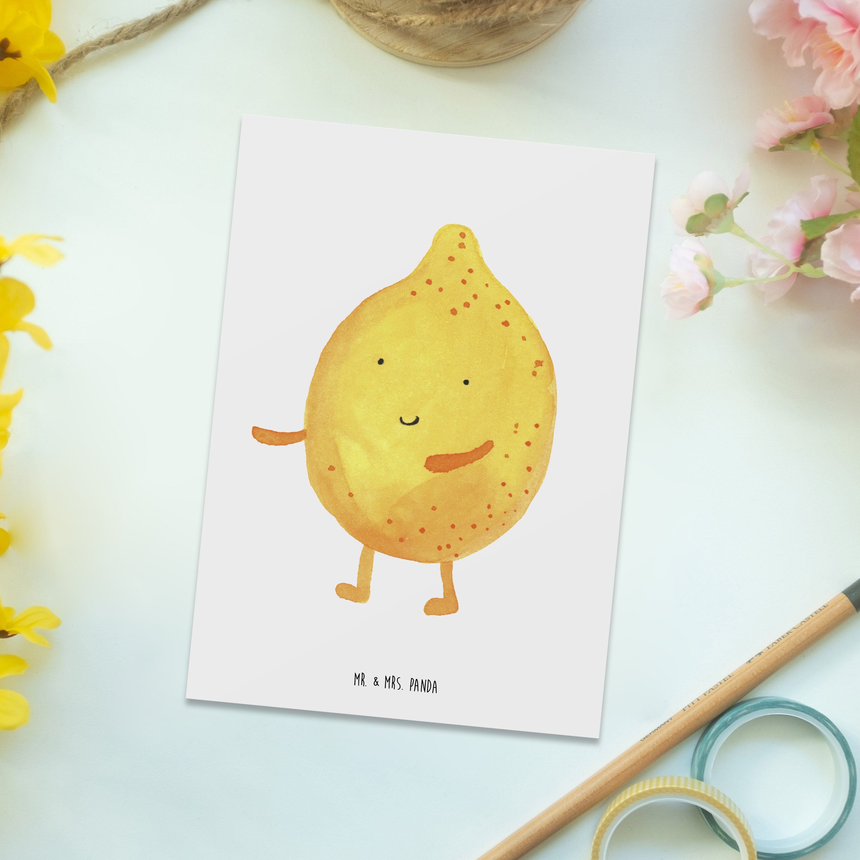 Mr. & Mrs. Panda Postkarte BestFriends-Lemon Grußkarte, Weiß Laune, Gute - Einladung Geschenk, 